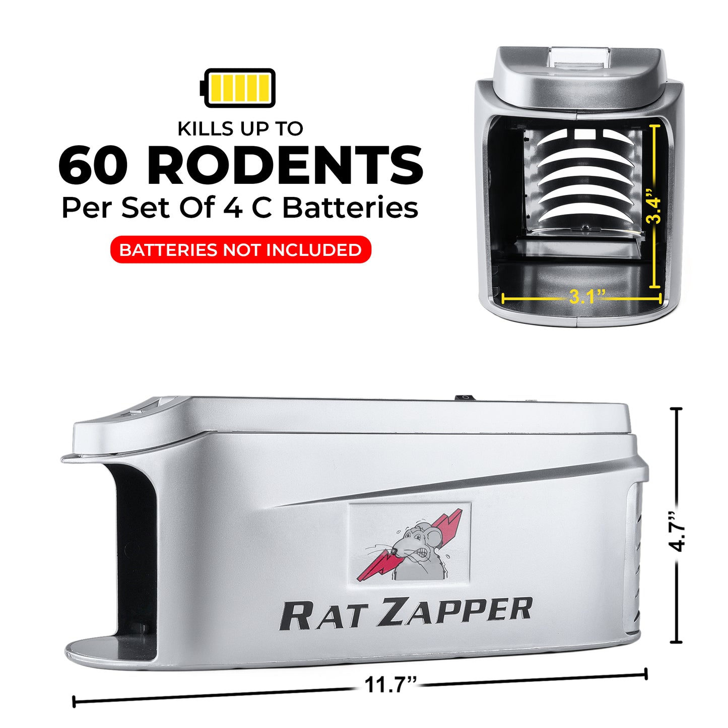 Rat Zapper - Indoor Electric Mouse Trap - Safe and Effective Electronic Humane Rodent Killer - Reusable and No Touch