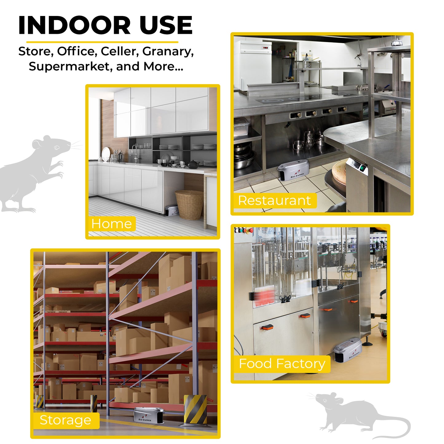 Rat Zapper - Indoor Electric Mouse Trap - Safe and Effective Electronic Humane Rodent Killer - Reusable and No Touch