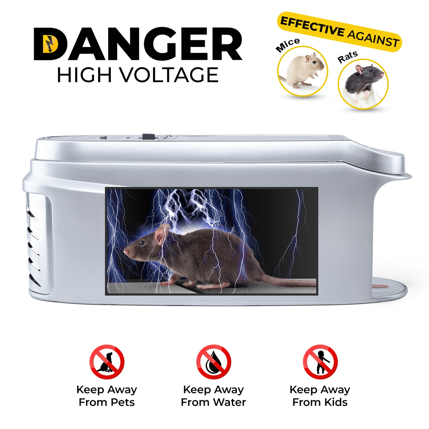 Rat Zapper - Indoor Electric Mouse Trap - Safe and Effective Electronic Humane Rodent Killer - Reusable and No Touch