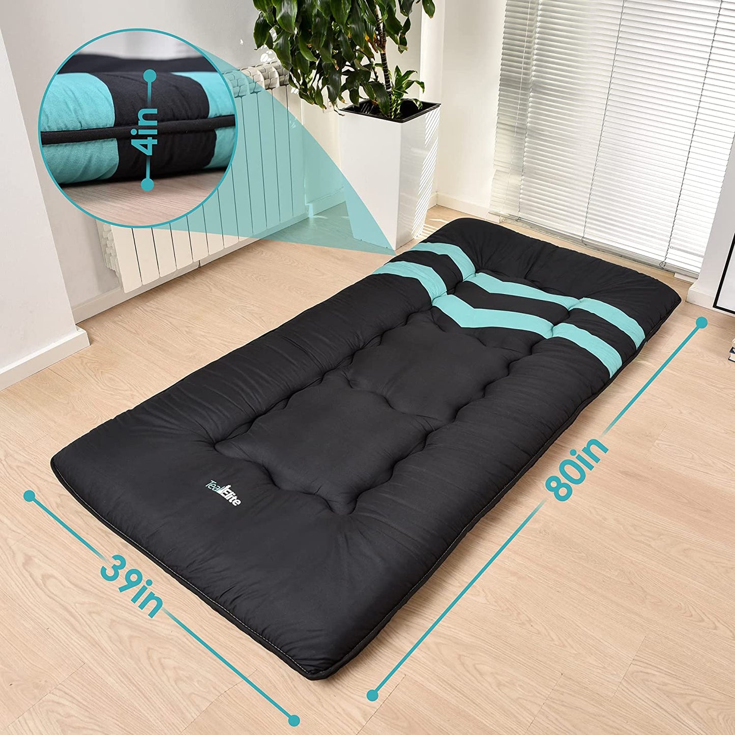 Futon Mattress Foldable Sleeping Bed and Roll Up Mat for Guest