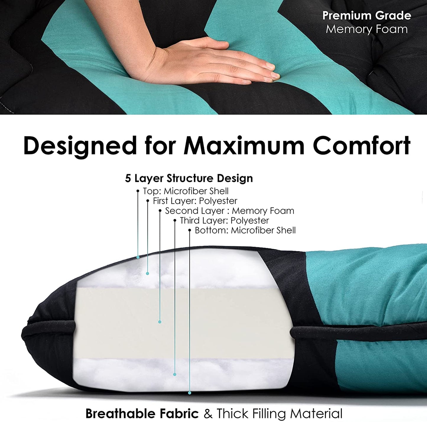 Futon Mattress Foldable Sleeping Bed and Roll Up Mat for Guest