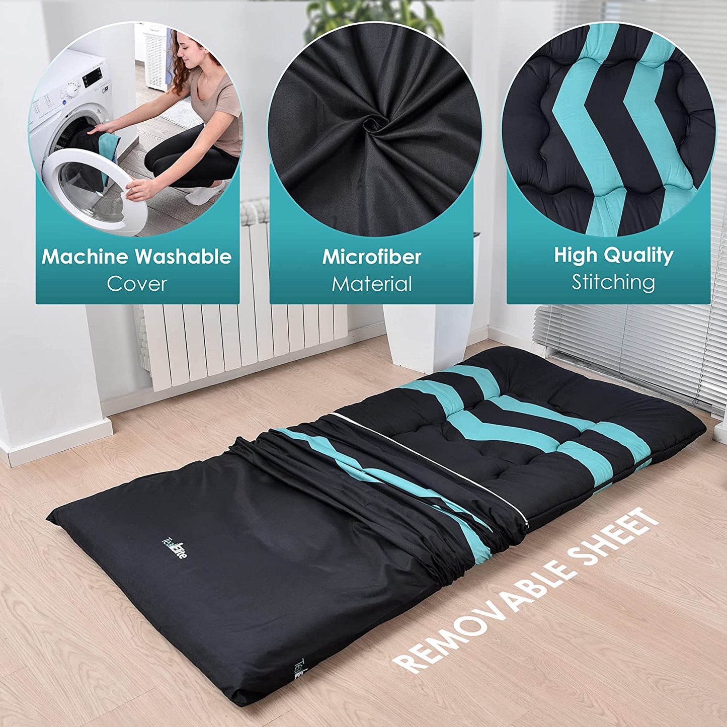 Futon Mattress Foldable Sleeping Bed and Roll Up Mat for Guest